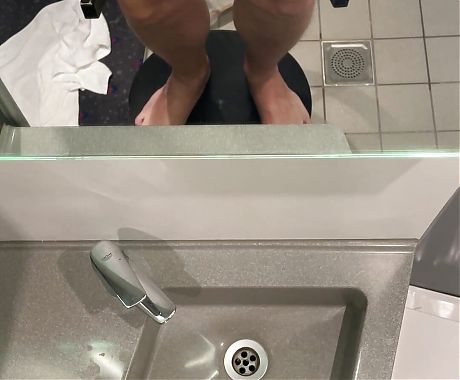 Hard and massive cumshot over the sink
