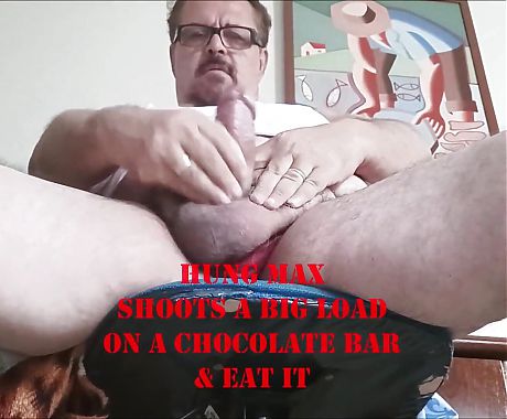 Hung Max Shoots a Big Load on a Chocolate Bar and Eat It HD